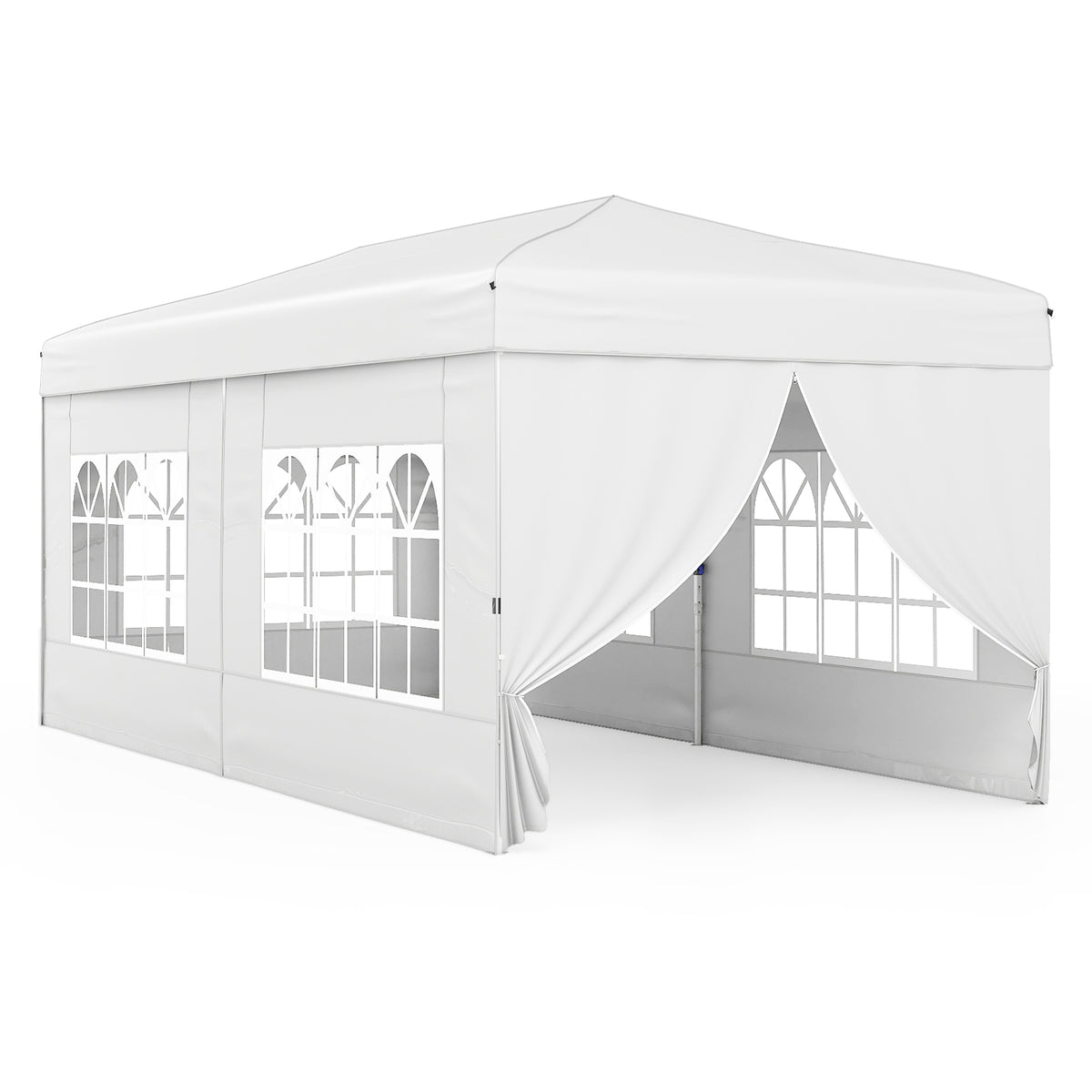 10 x 20 Feet Pop-Up Canopy Tent with 6 Sidewalls - White