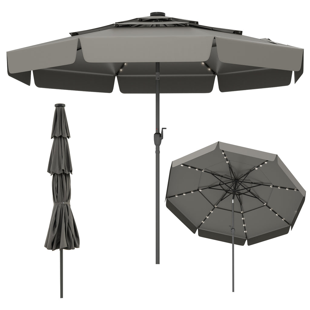 9 Feet Patio Umbrella with Crank Handle and Push Button Tilt