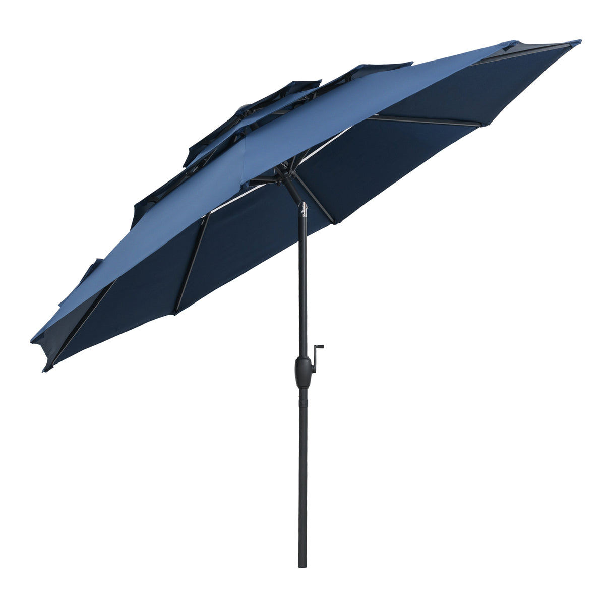 10 ft Patio Umbrella 3-Tier Vented Push Button Tilt Navy