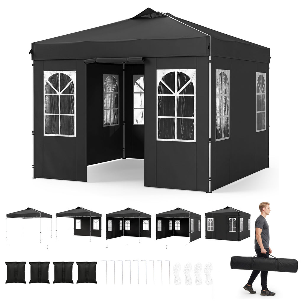 10 x FT Pop Up Canopy Tent with 4 Sidewalls and Adjustable Height
