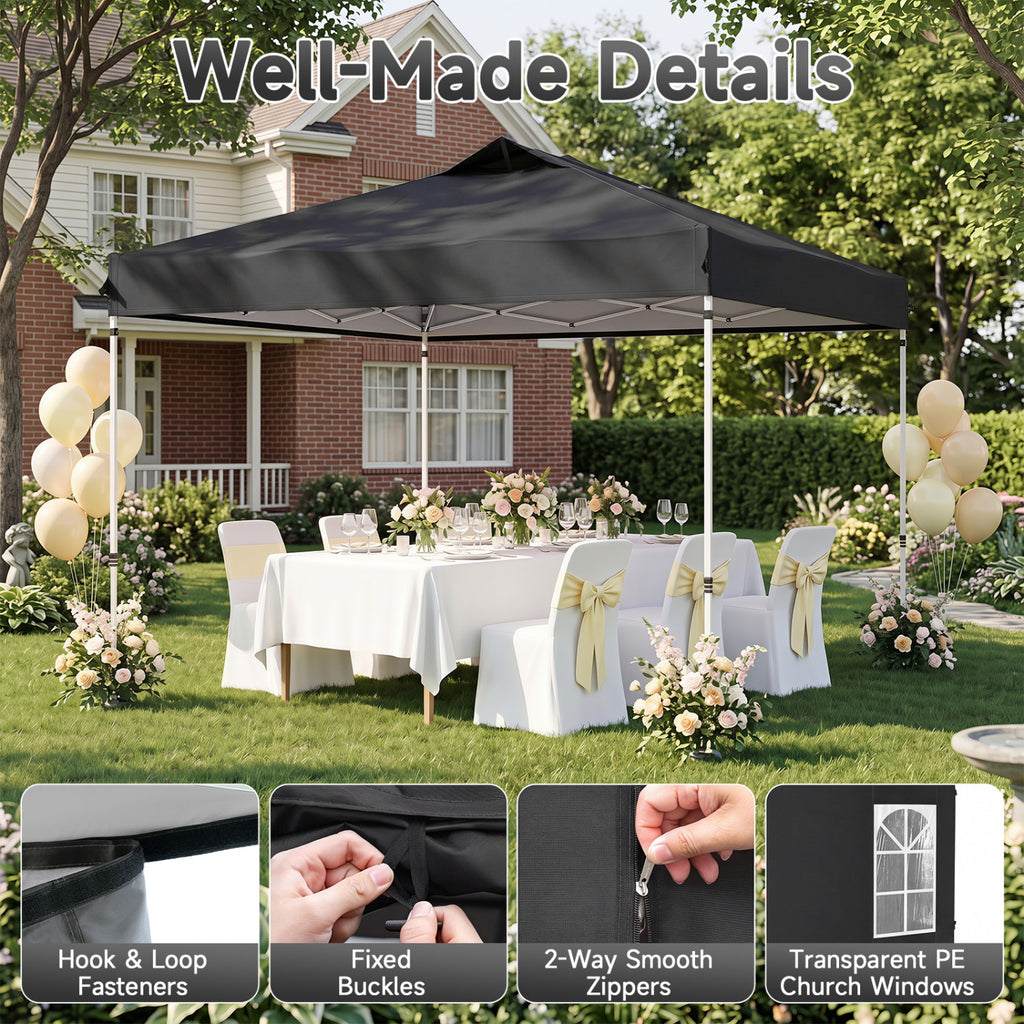 10 x FT Pop Up Canopy Tent with 4 Sidewalls and Adjustable Height