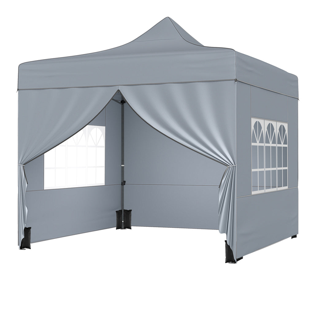 10 x 10 FT Pop-Up Canopy Tent with 4 Removable Sidewalls, Gray