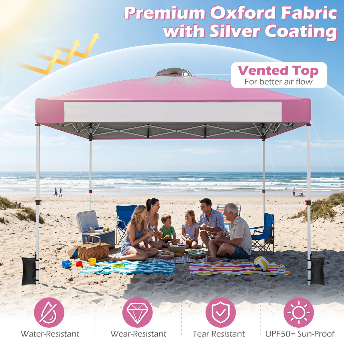 10 x 10 Feet Pop-up Canopy with Roller Bag - Pink