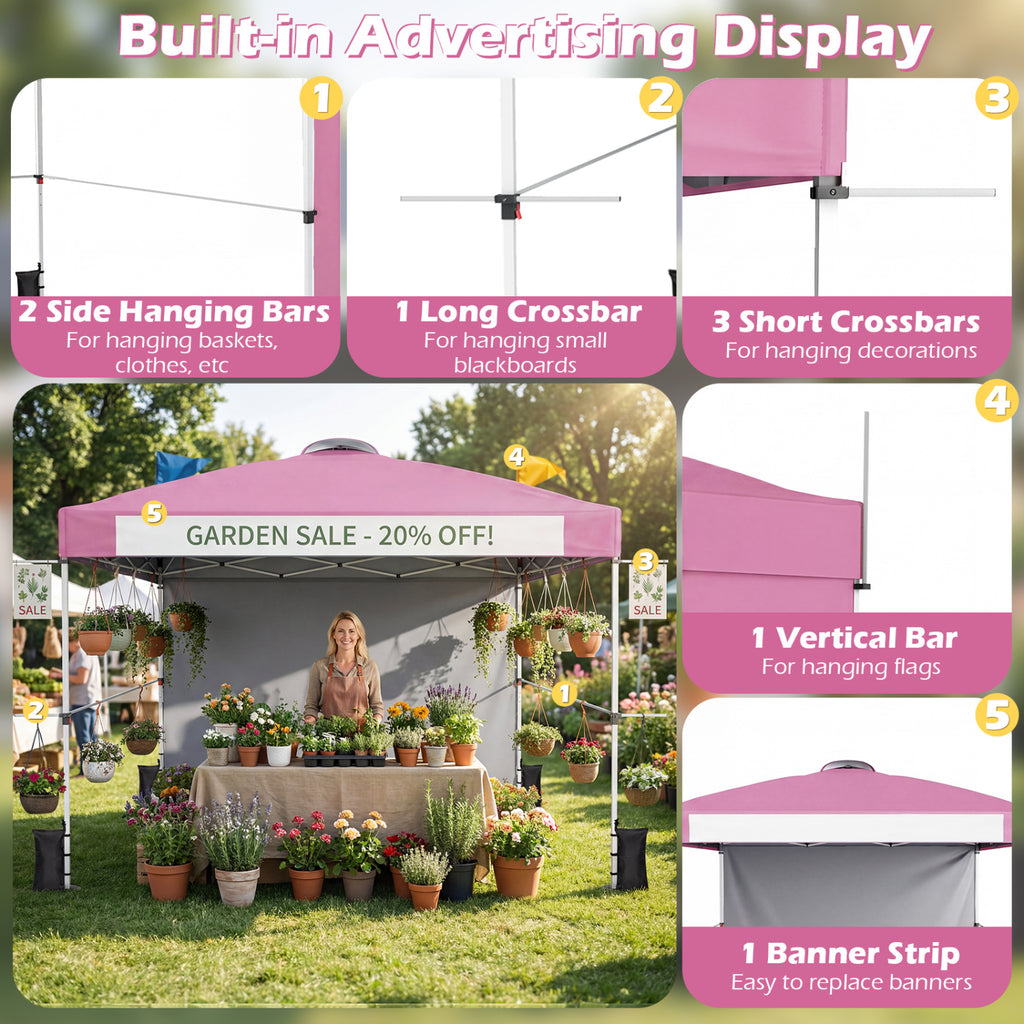 10 x 10 Feet Pop-up Canopy with Roller Bag - Pink