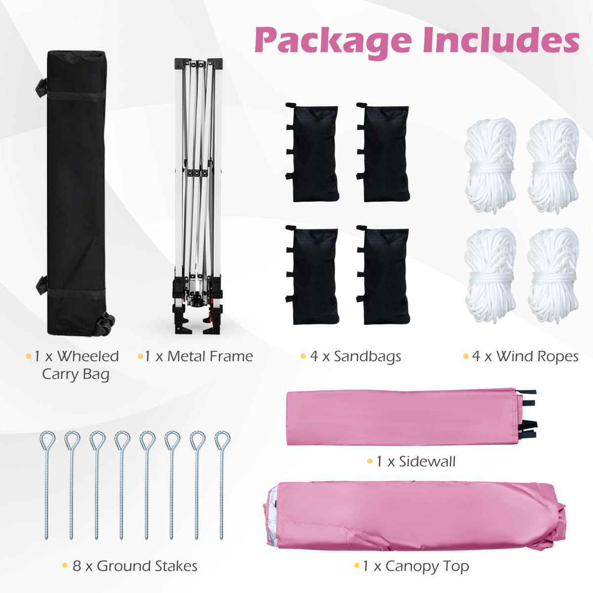 10 x 10 Feet Pop-up Canopy with Roller Bag - Pink