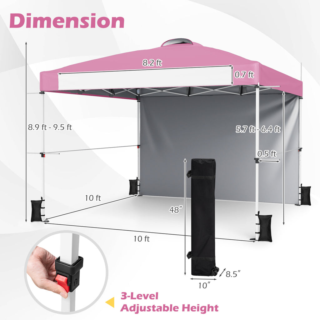 10 x 10 Feet Pop-up Canopy with Roller Bag - Pink