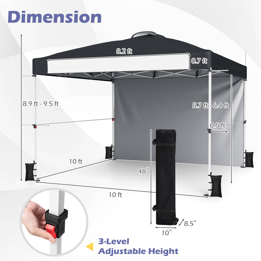 10x10 Pop-Up Canopy with Roller Bag - Black