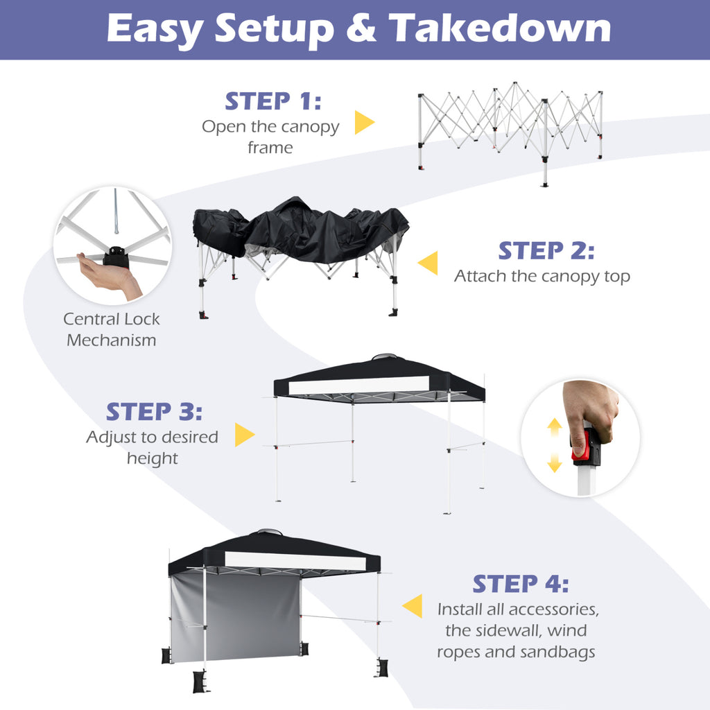 10x10 Pop-Up Canopy with Roller Bag - Black