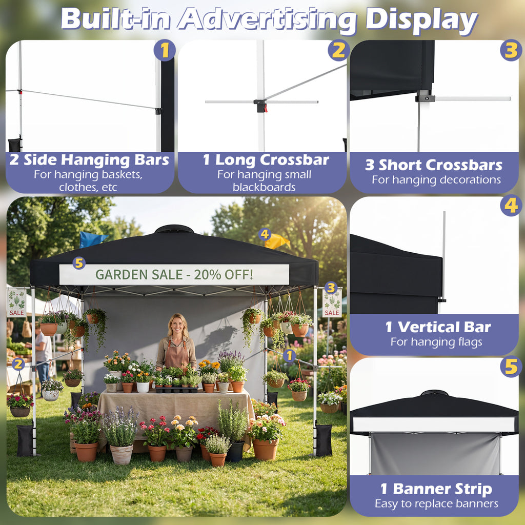 10x10 Pop-Up Canopy with Roller Bag - Black