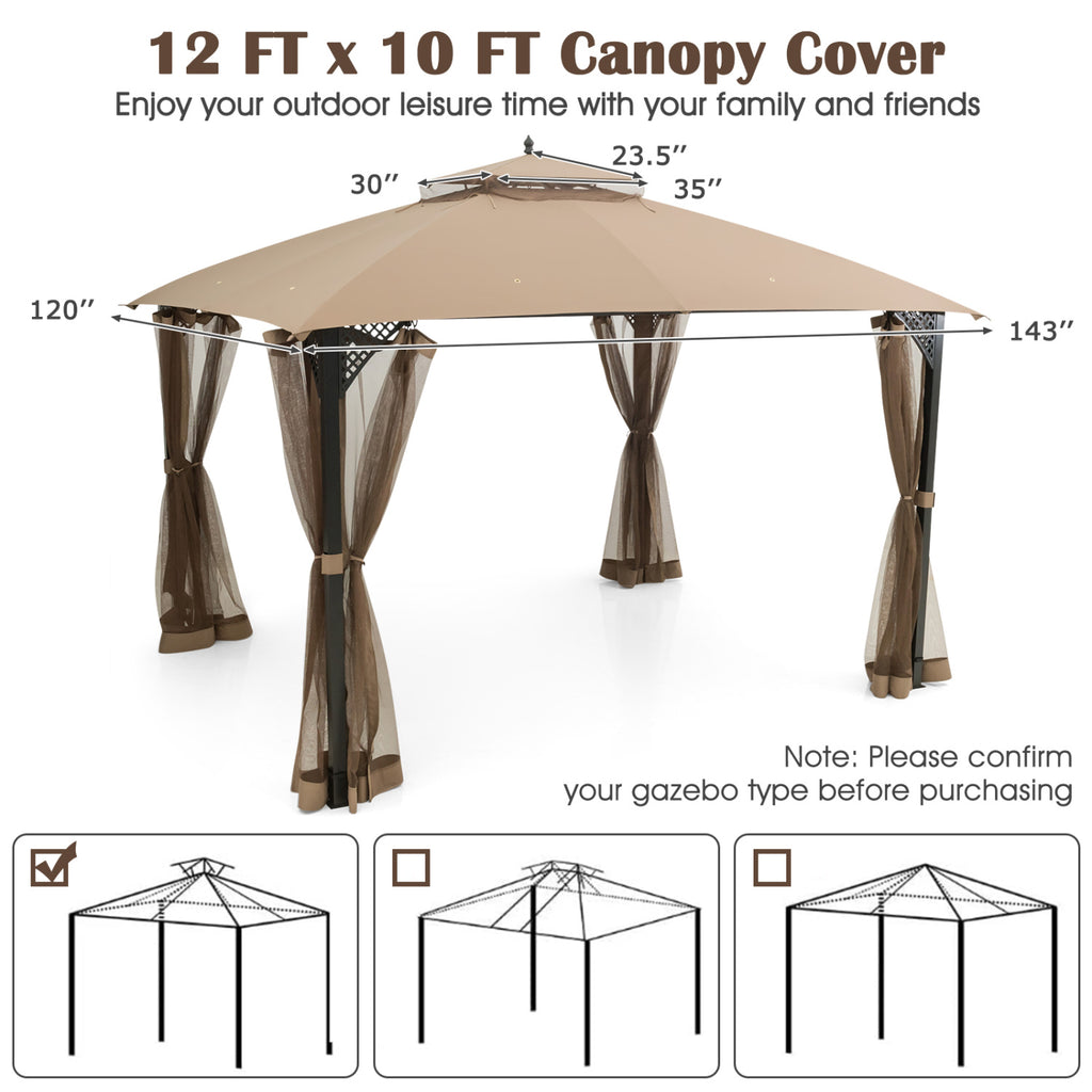 10 x 12 Feet Gazebo Replacement Top, Brown