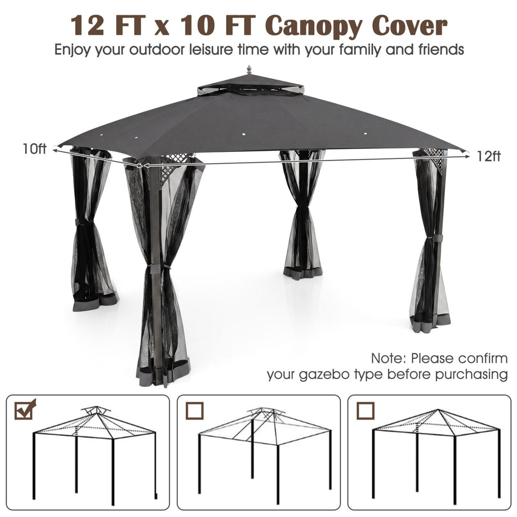 10 x 12 Feet Gazebo Replacement Top with Air Vent and Drainage Holes