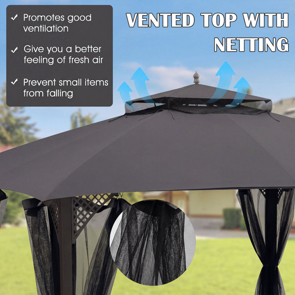 10 x 12 Feet Gazebo Replacement Top with Air Vent and Drainage Holes