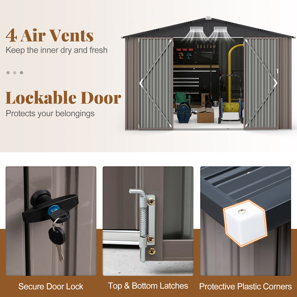 10 x 14 FT Outdoor Storage Shed with Improved Windproof Metal