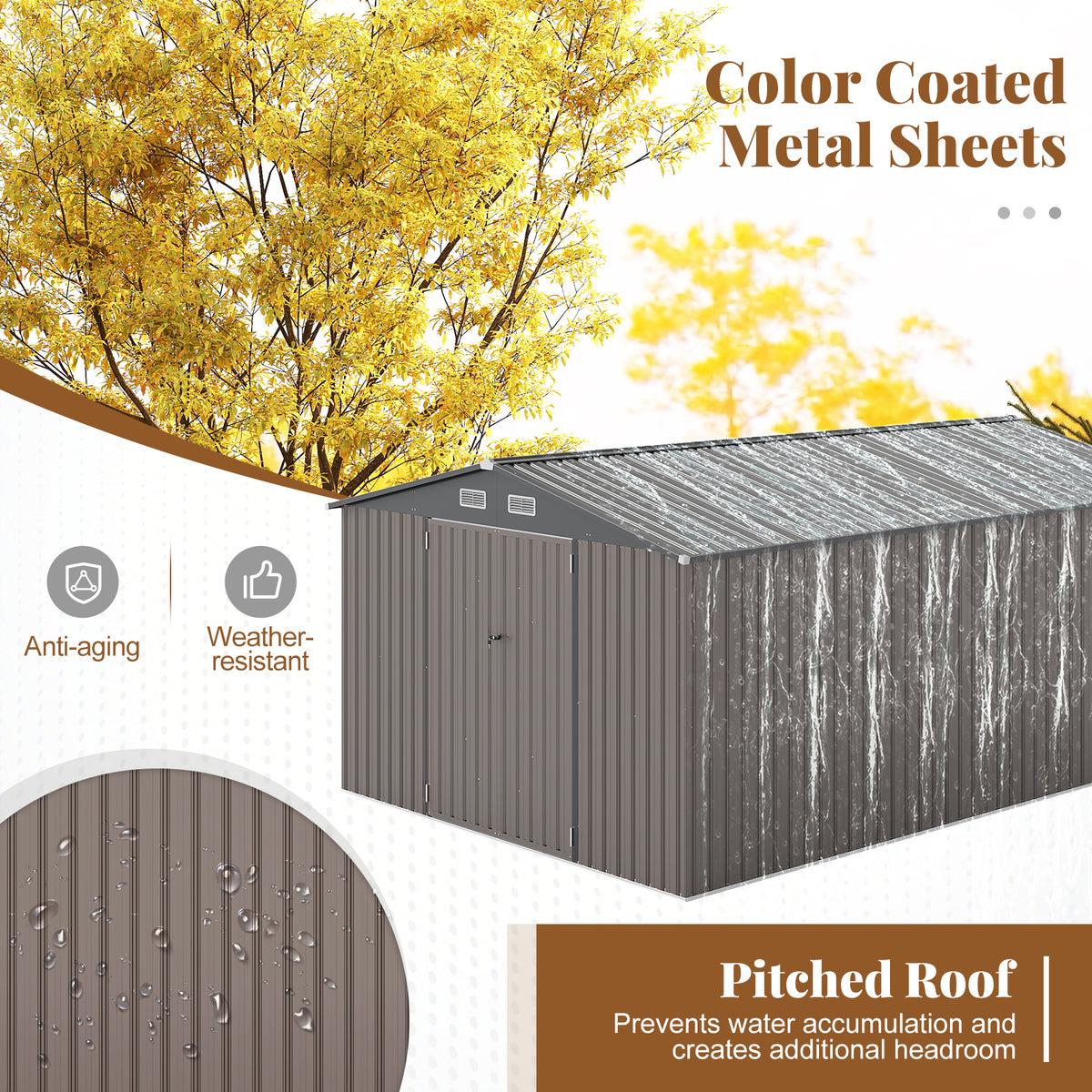 10 x 14 FT Outdoor Storage Shed with Improved Windproof Metal