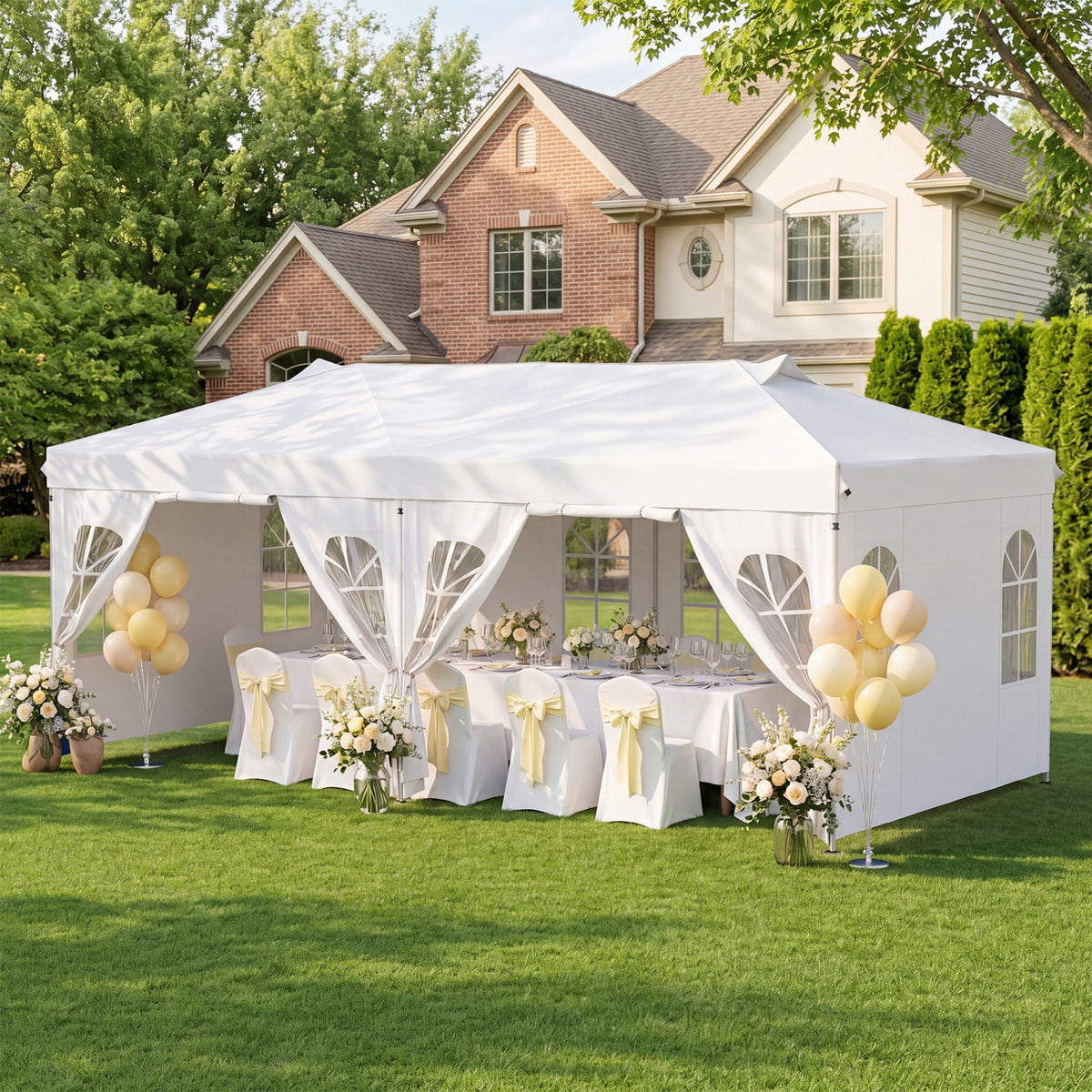 10 x 20 FT Pop Up Canopy Tent with 6 Sidewalls and Adjustable Height