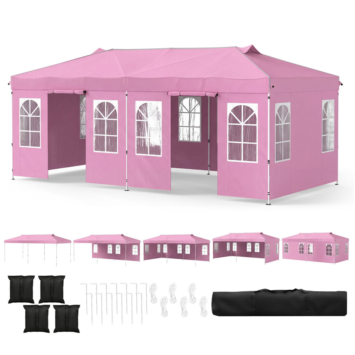 10 x 20 FT Pop Up Canopy Tent with 6 Sidewalls and Adjustable Height
