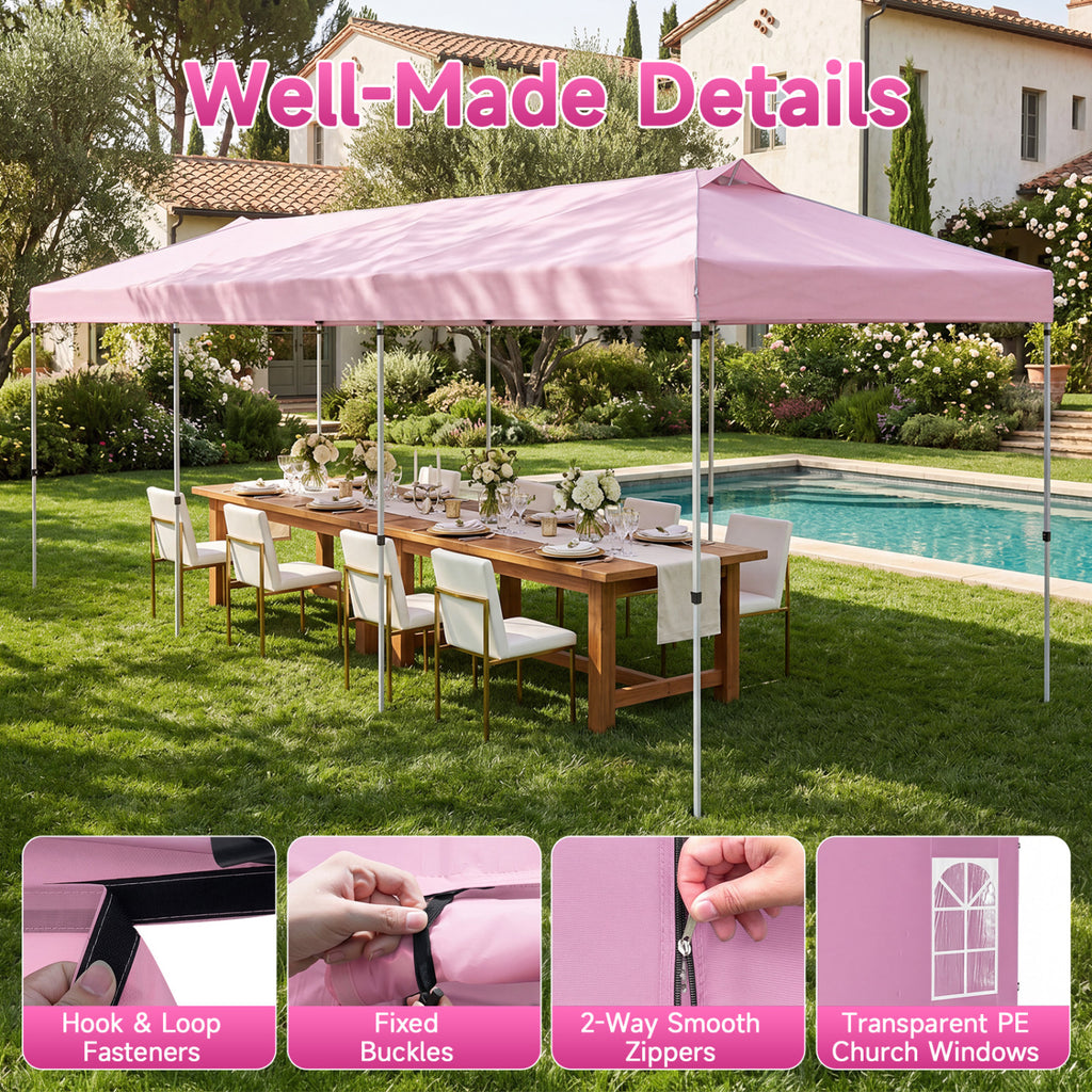 10 x 30 FT Pop Up Canopy Tent with 8 Sidewalls and Adjustable Height