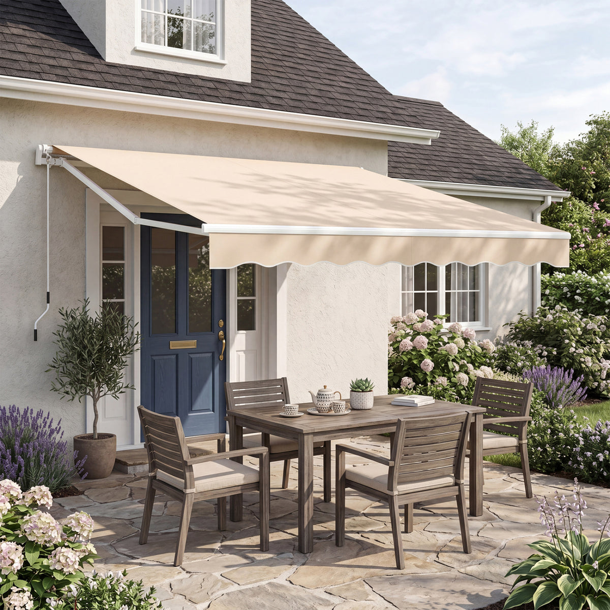 10 x 8.2 Feet Retractable Awning with Easy Opening Manual Crank Handle