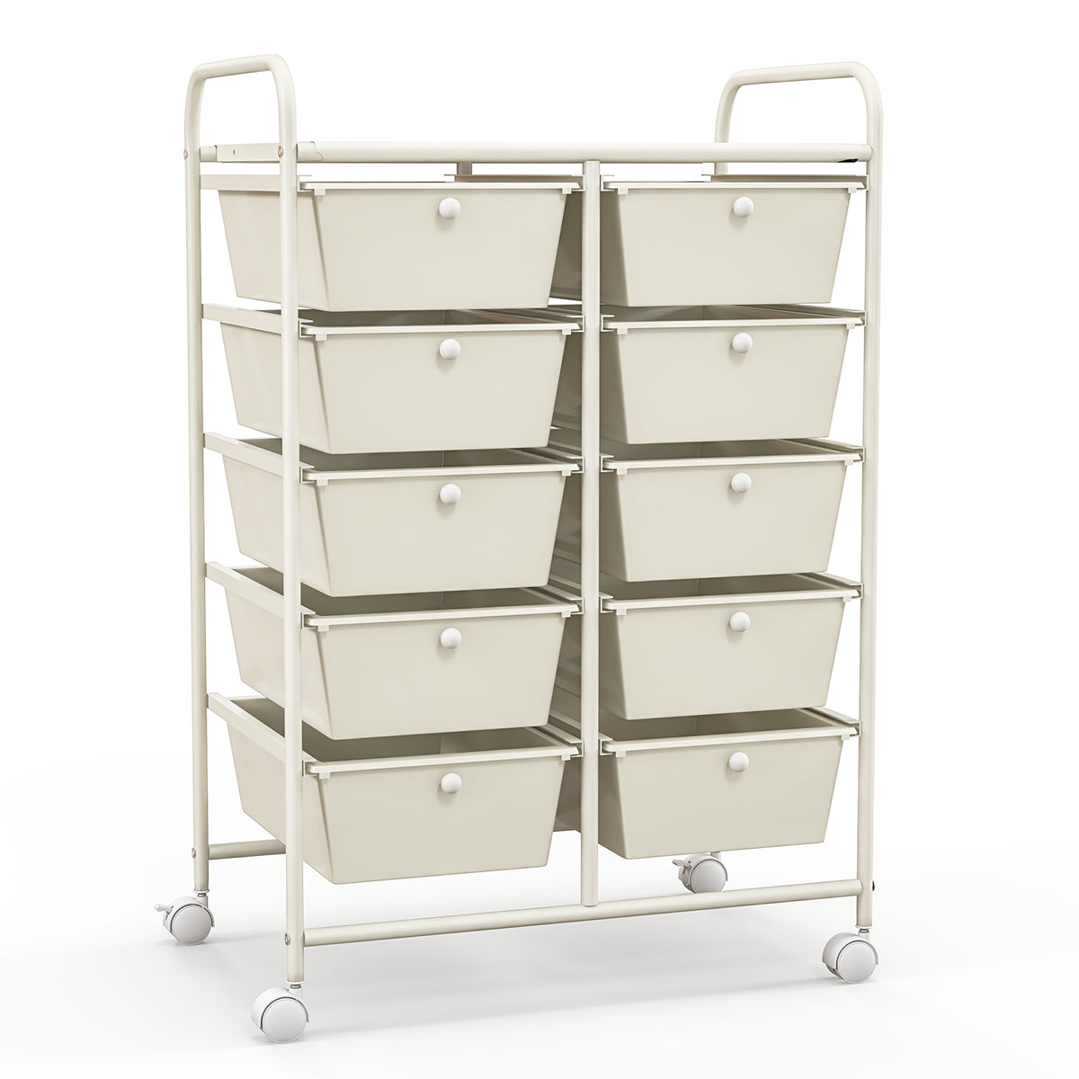 10-Drawer Rolling Storage Cart - White