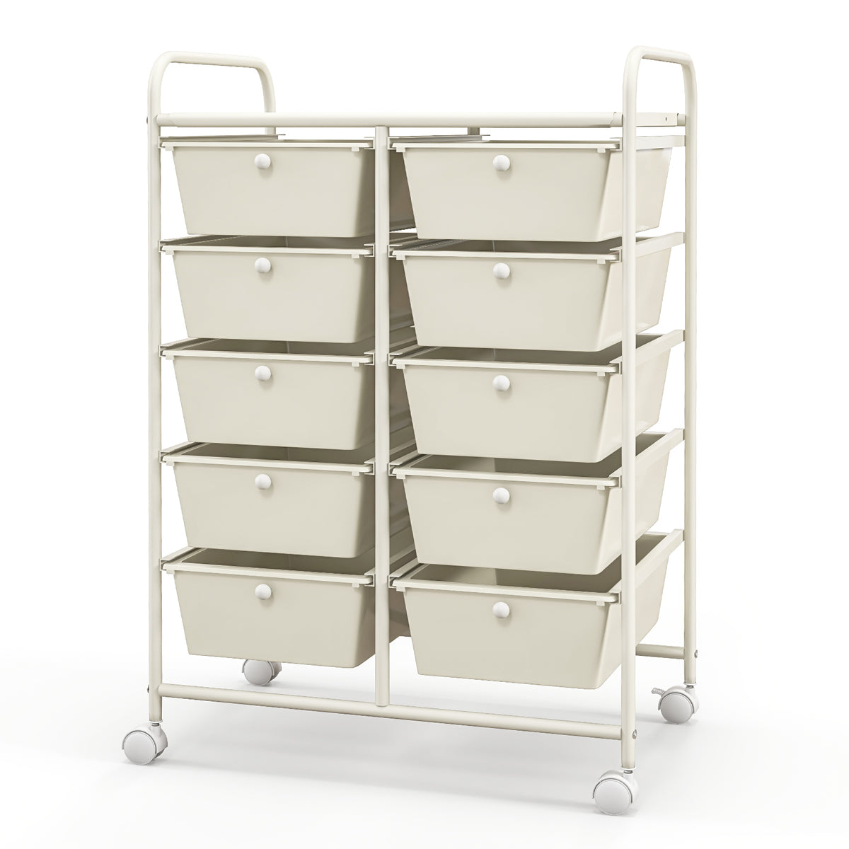 10-Drawer Rolling Storage Cart - White