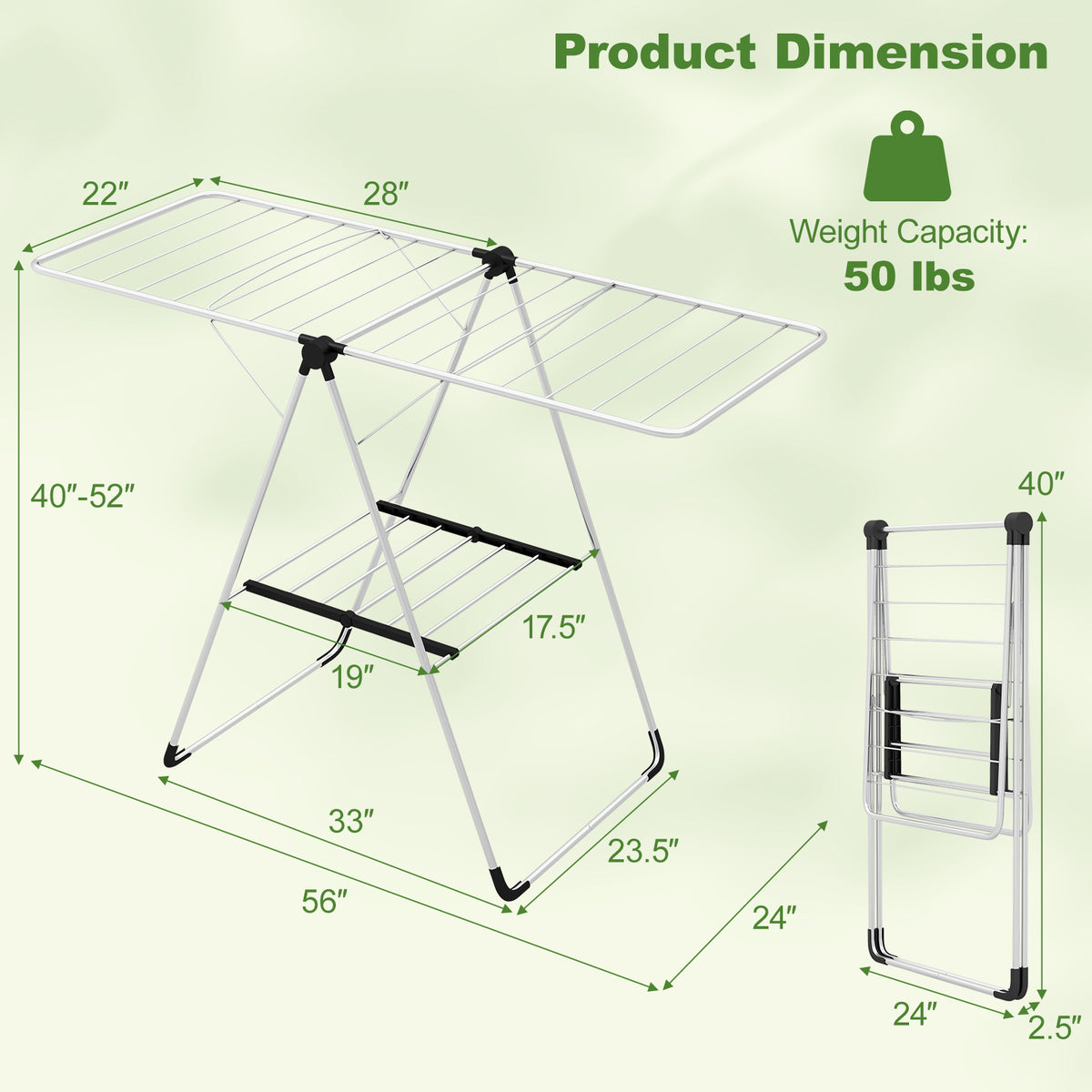 2-Tier Laundry Drying Rack with Shoe Rack - Aluminum