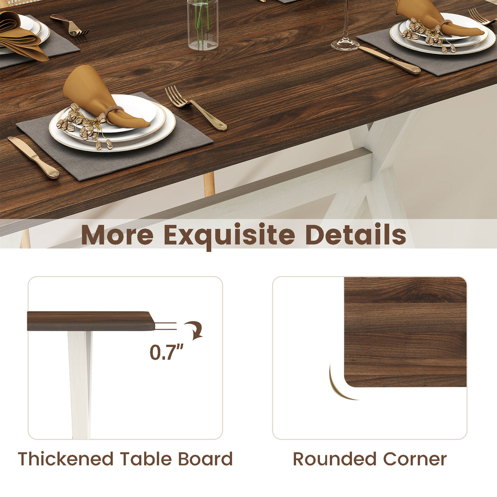 Wooden Dining Table with X-Shaped Frame - White
