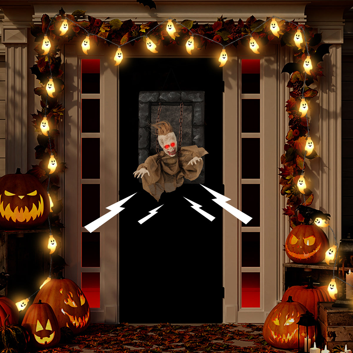 Halloween Hanging Animated Zombie Prisoner Decoration Sound Activated - Variation A