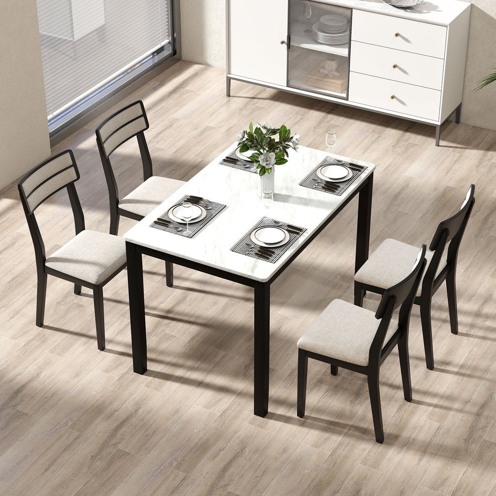 Modern Dining Chairs Set of 4 with Tilt Backrest - Black