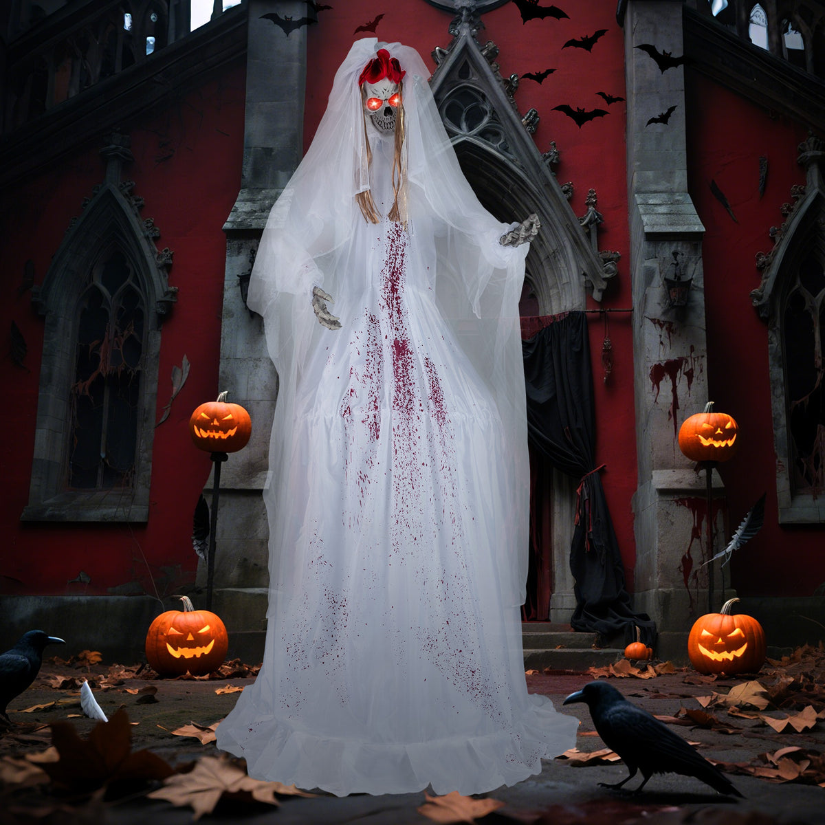 Halloween Animatronic Standing Bride 7.2 FT Haunted House Decoration - Bride Variation