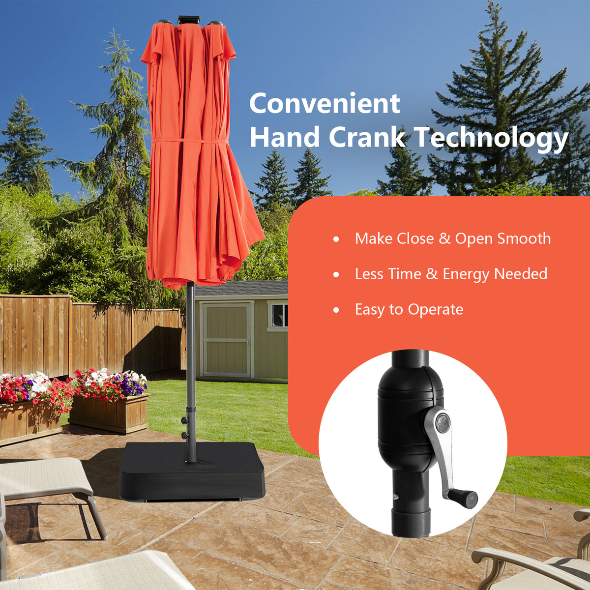 11 Pieces Patio Dining Set with LED Umbrella Base and Seat Cushions