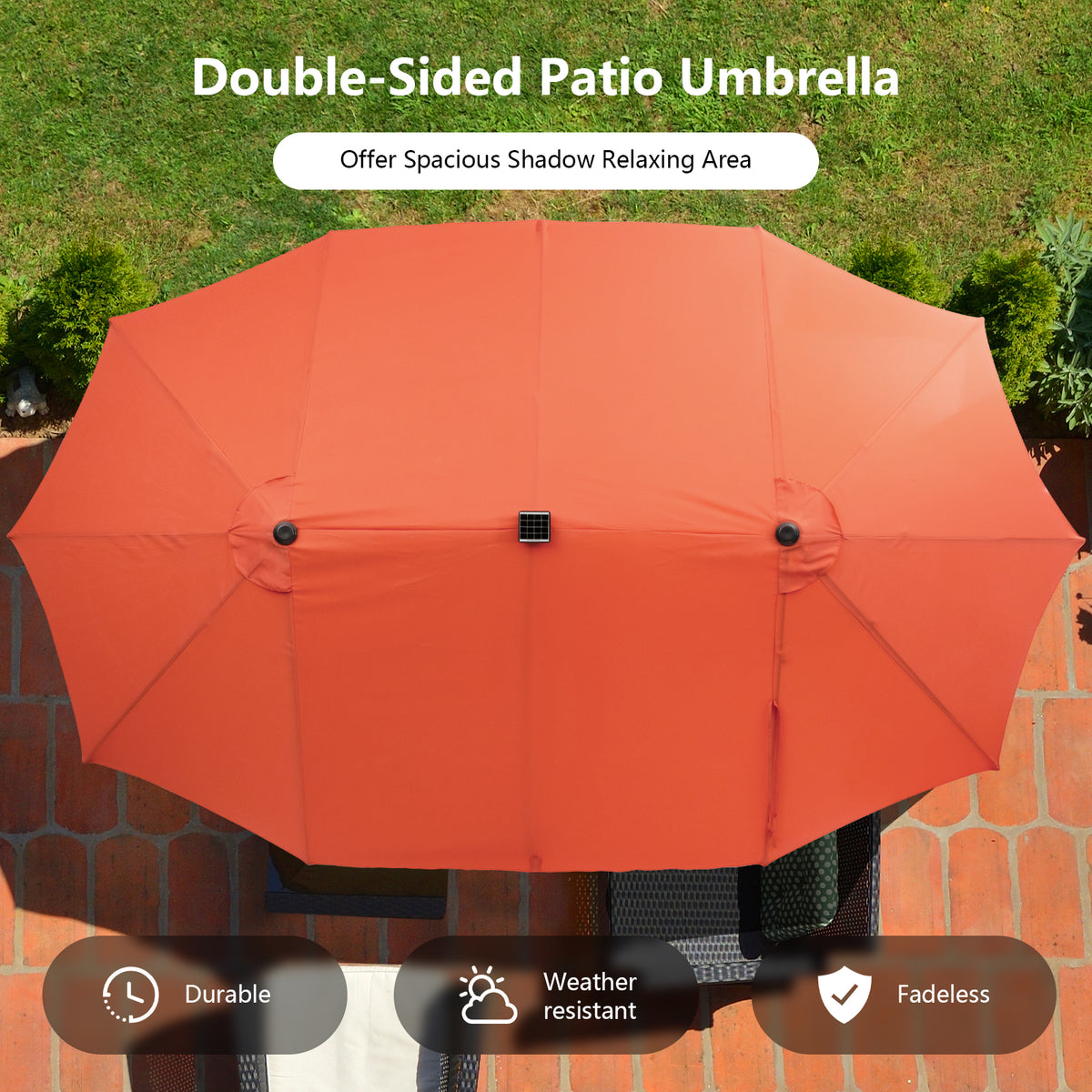 11 Pieces Patio Dining Set with LED Umbrella Base and Seat Cushions