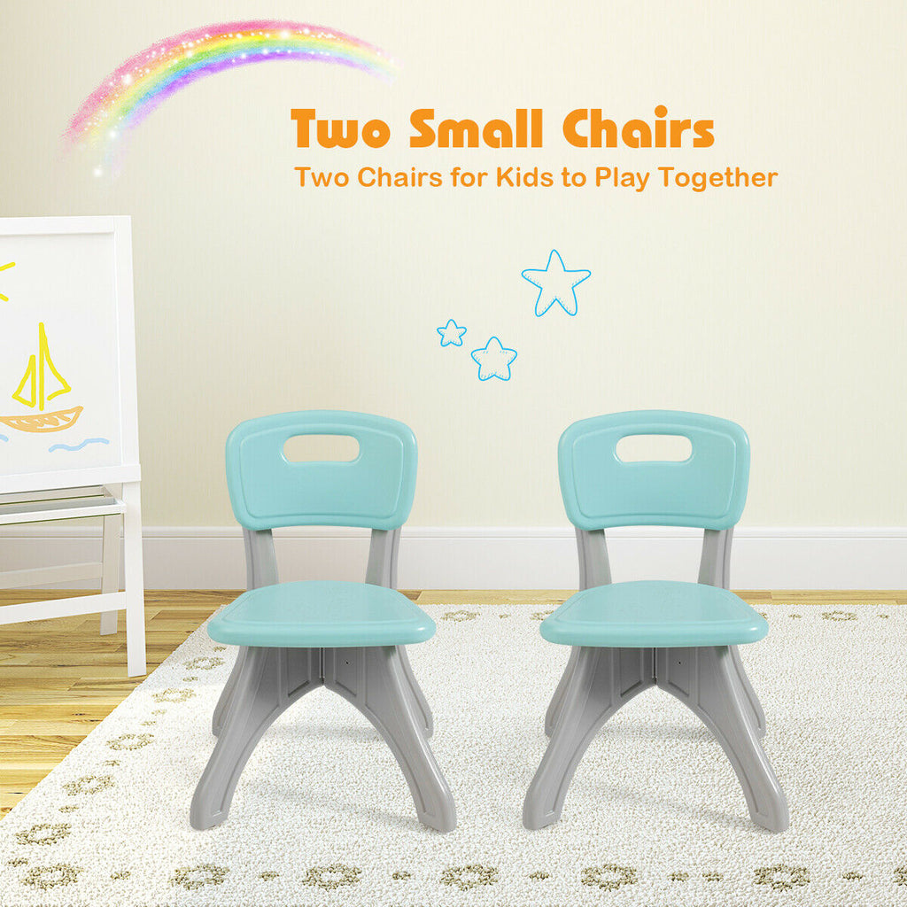 Kids Activity Table and Chair Set with Storage - Blue, Durable Plastic Play Furniture