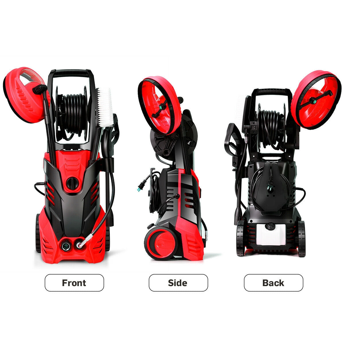 3000 PSI Electric Pressure Washer with Hose Reel - Red