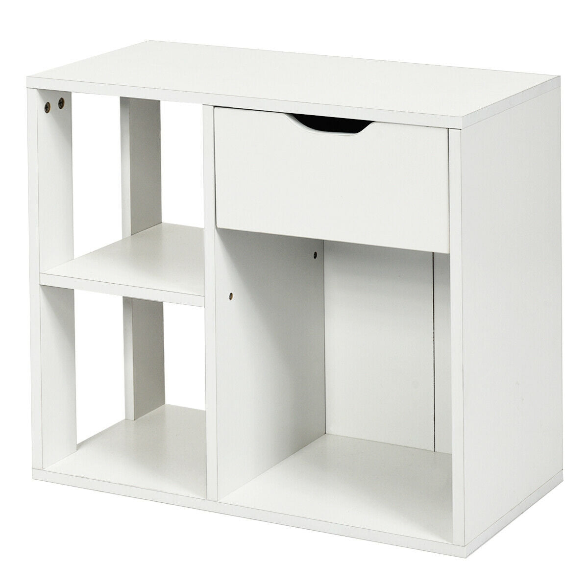 3-Cube Bookcase with Drawer & Shelves - White
