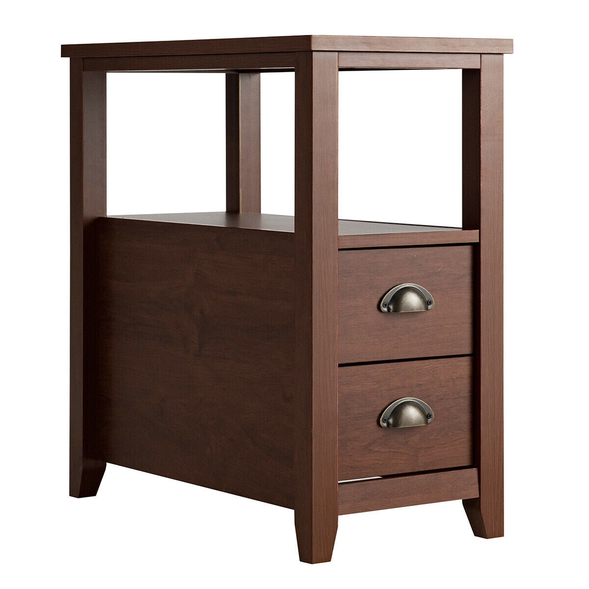 Nightstand with Drawer and Storage Shelf - Set of 1