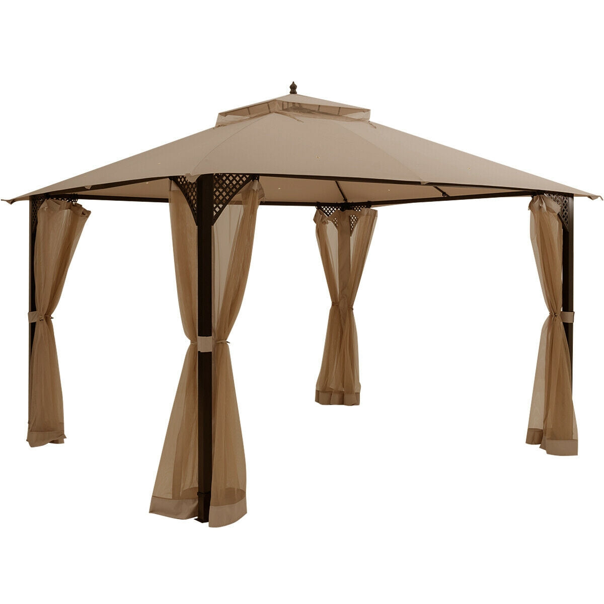 12 x 10 Patio Gazebo with Netting - Brown