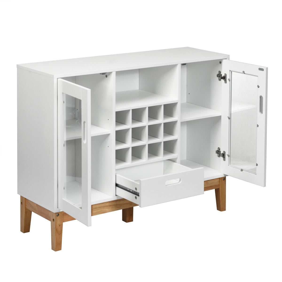 Wood Wine Storage Cabinet Sideboard - White