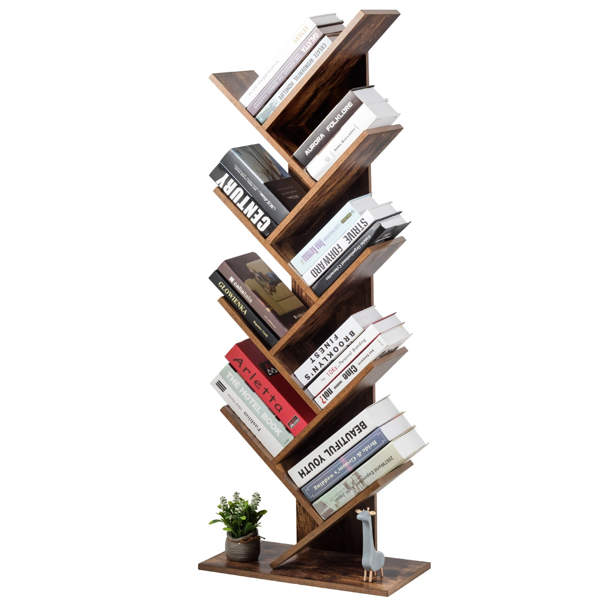 8-Tier Free Standing Tree Bookshelf