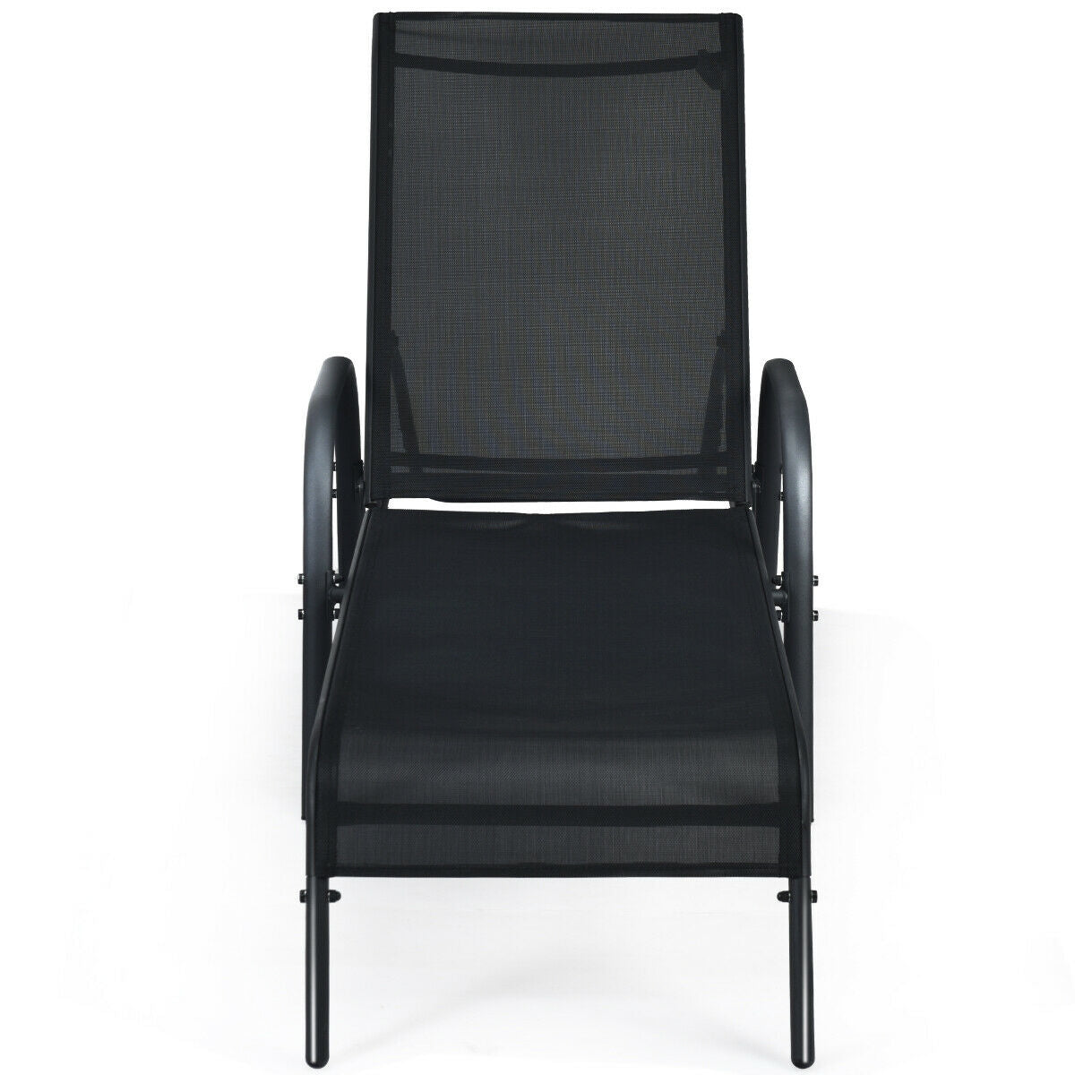 Adjustable Patio Chaise Lounge Chair with Backrest - Black