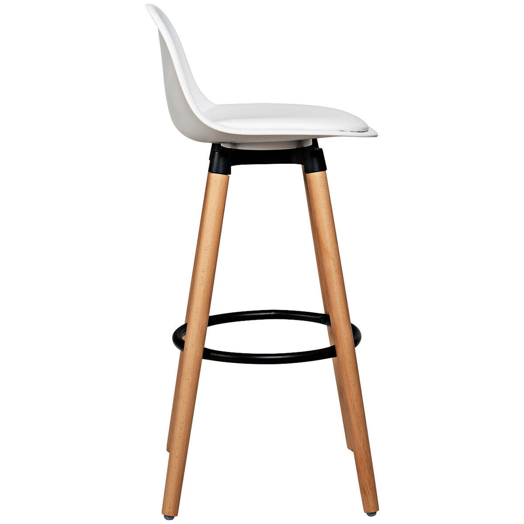 Mid-Century Barstool 28.5 Inch Pub Chair Set - White