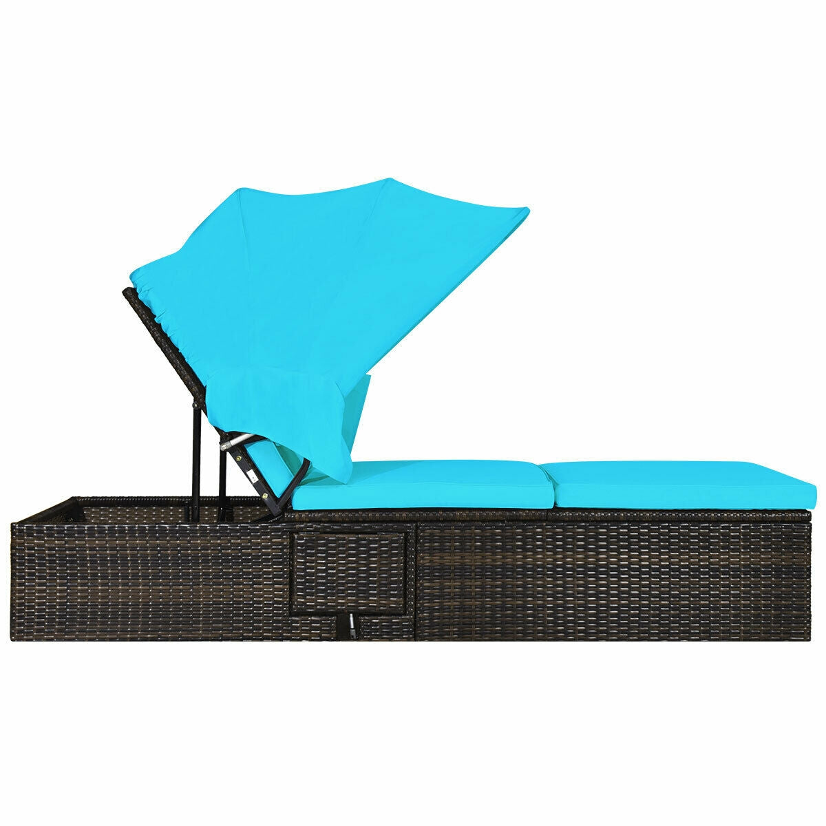 Outdoor Chaise Lounge Chair with Folding Canopy
