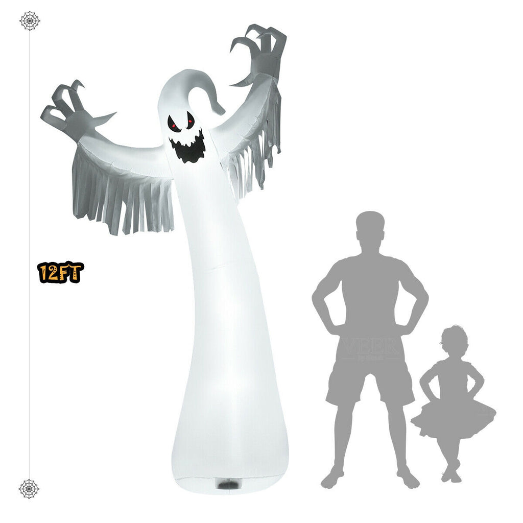 Cute Ghost Inflatable Halloween Decoration - 12 Feet with LED Lights & Blower - Variation of THIS Listing