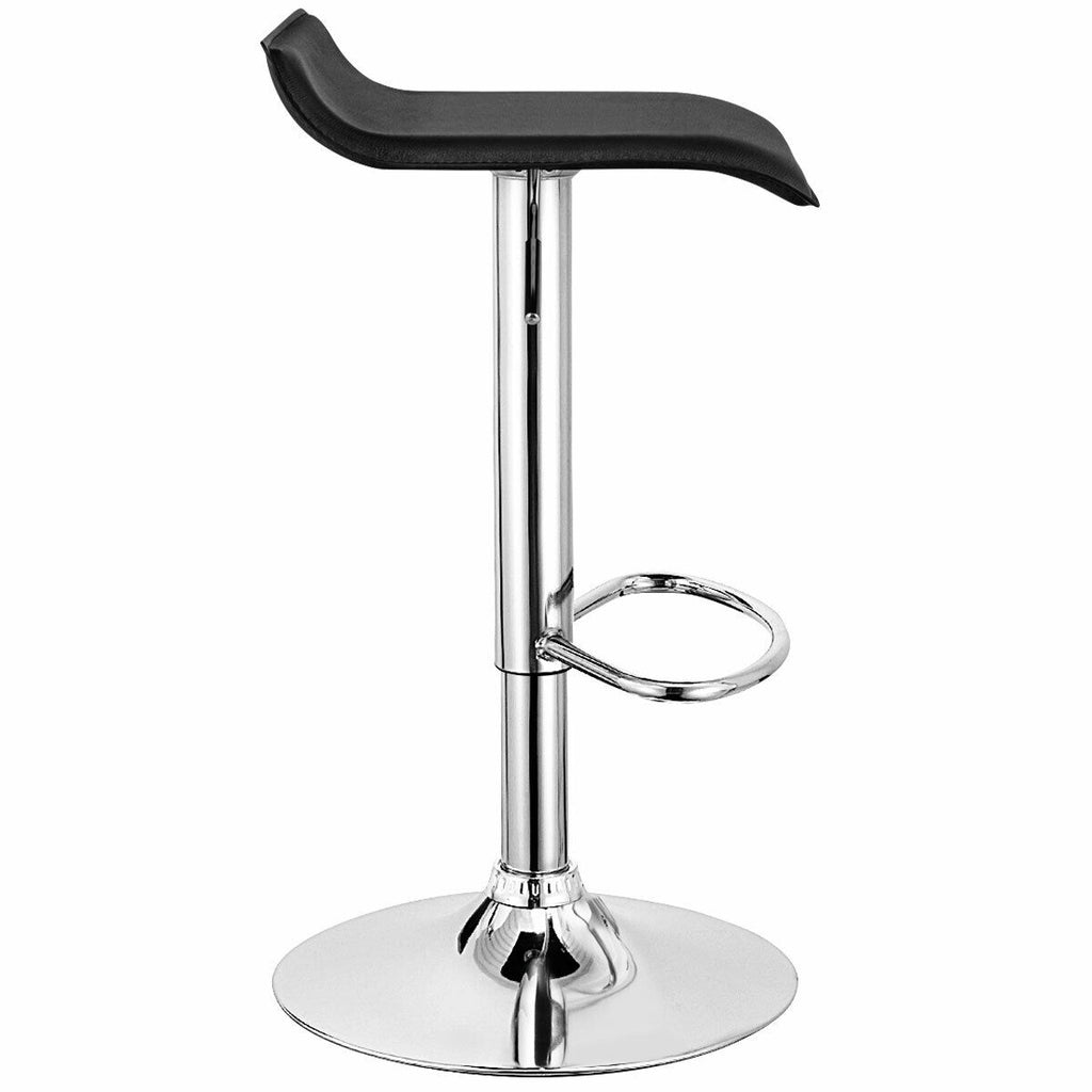Adjustable PU Leather Bar Stools Set of 2 - Black