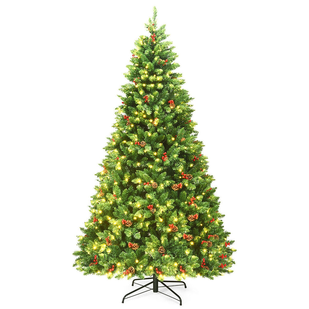 7.5Ft Pre-lit Hinged Christmas Tree with 550 LED Lights & Metal Stand