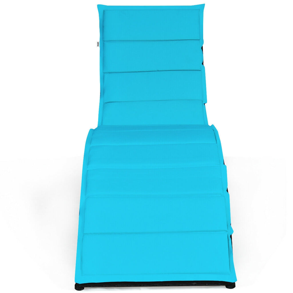 Foldable Patio Lounge Chair with Cushion – Turquoise