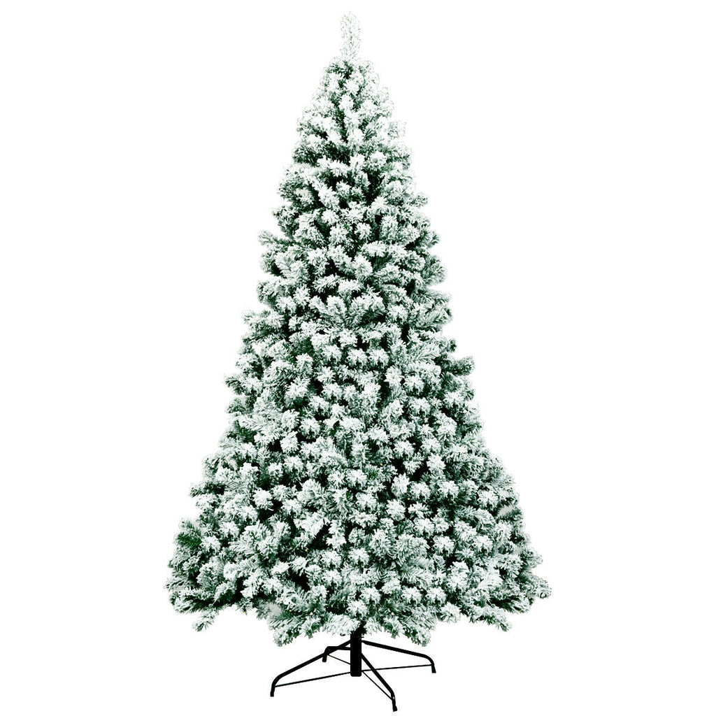 7.5 Feet Pre-Lit Snow Flocked Artificial Christmas Tree with 550 Lights