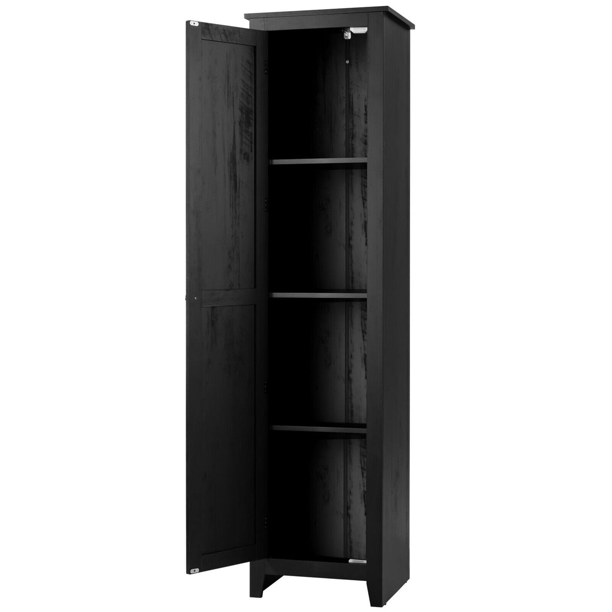 Tall Bathroom Storage Cabinet 4-Tier Black 72 Inch