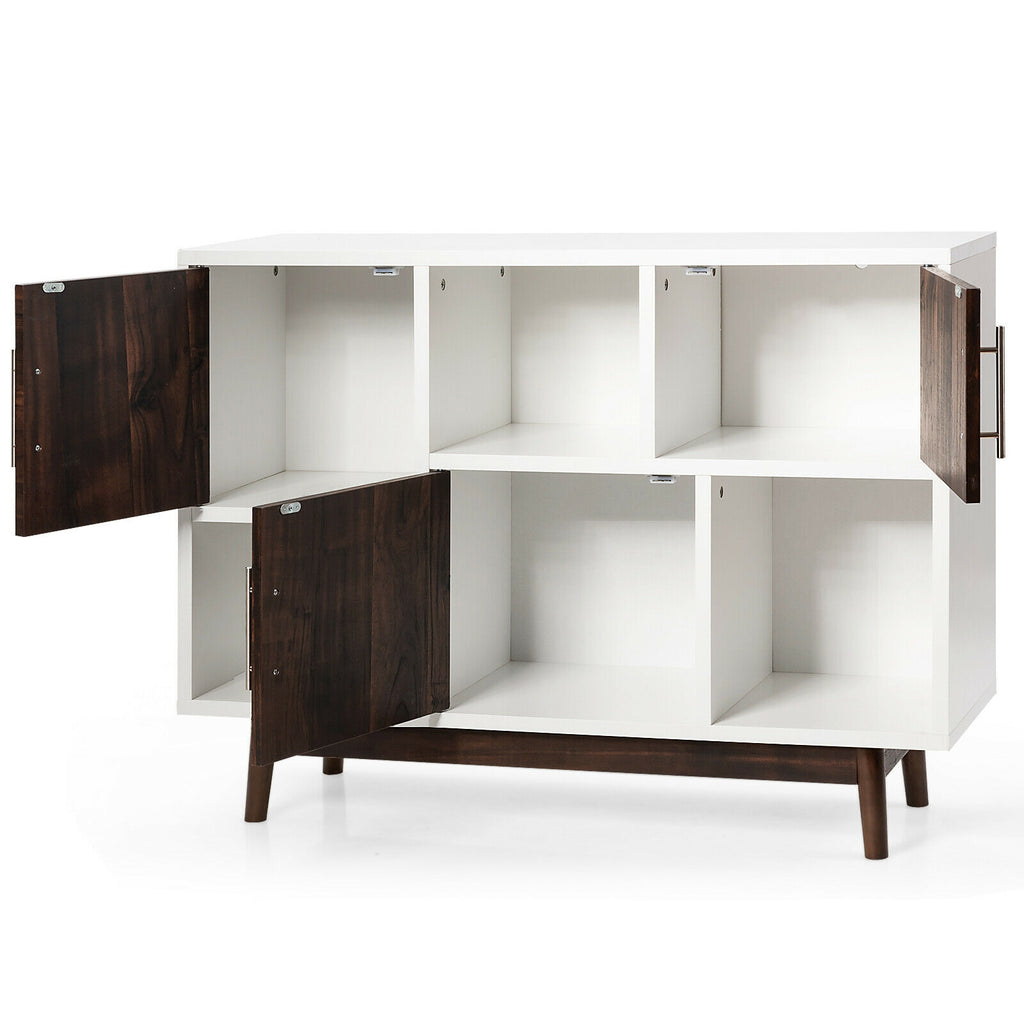 Wood Storage Sideboard with 6 Compartments - Rustic Brown