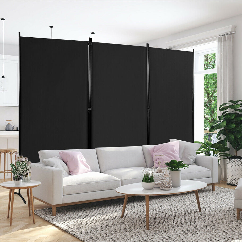 3 Panel Room Divider No Wheels Gray - Foldable, Portable Steel Privacy Screen