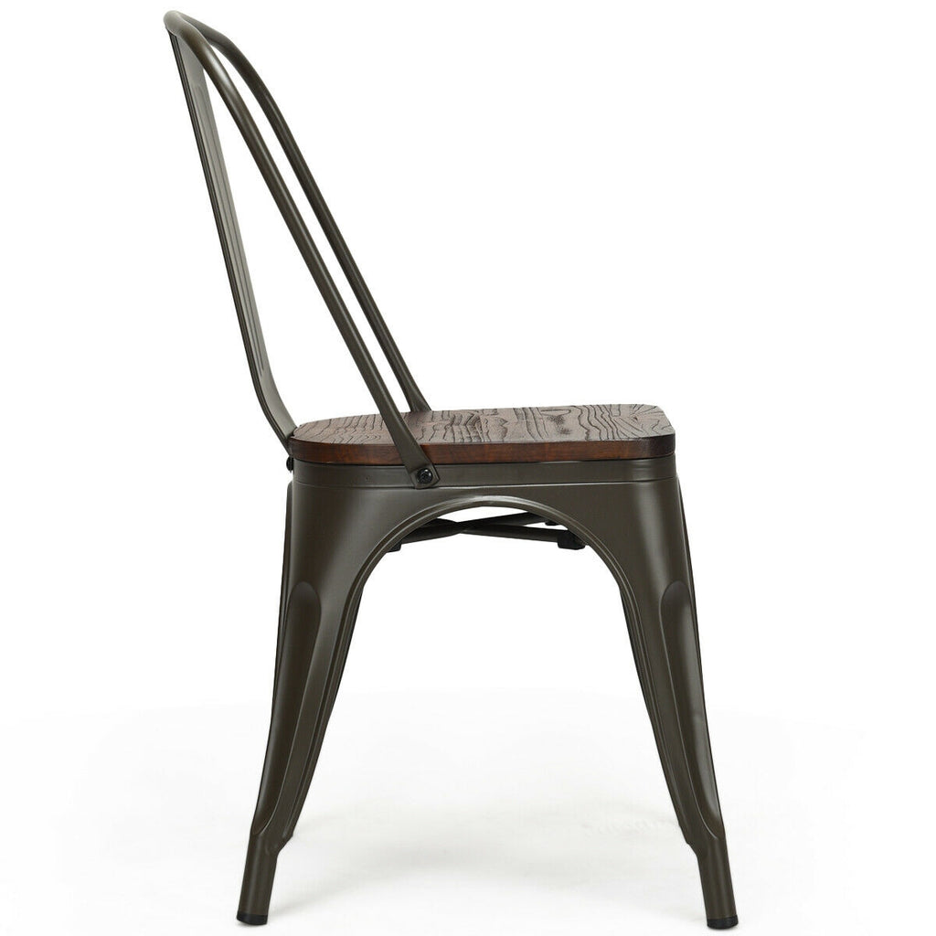 Stackable Metal Dining Chair Set of 4, Dark Green